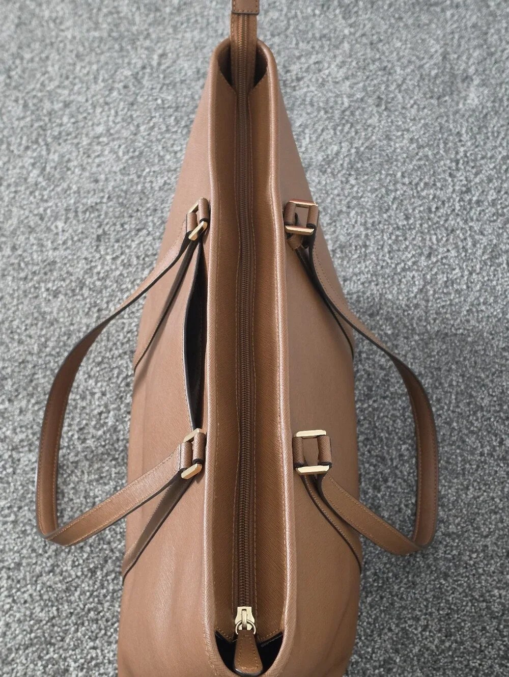 Michael Kors Tan Saffiano Leather Tote with Gold Hardware